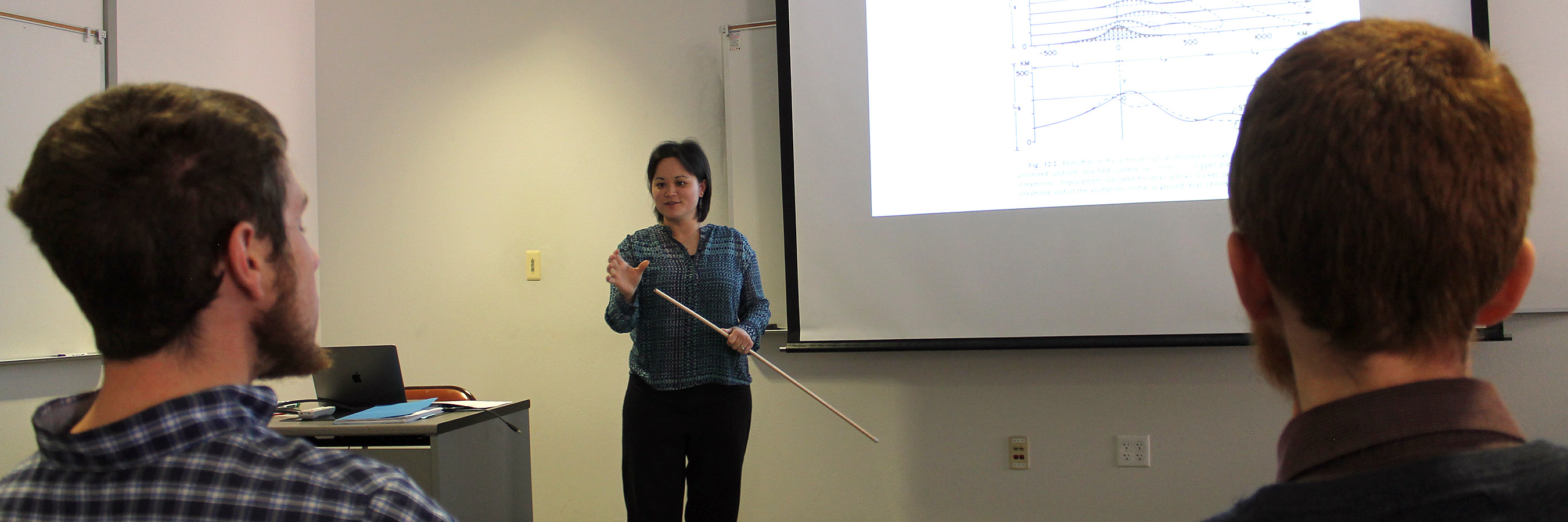 Prof. Kristen Rasmussen teaches a class on mountain meteorology