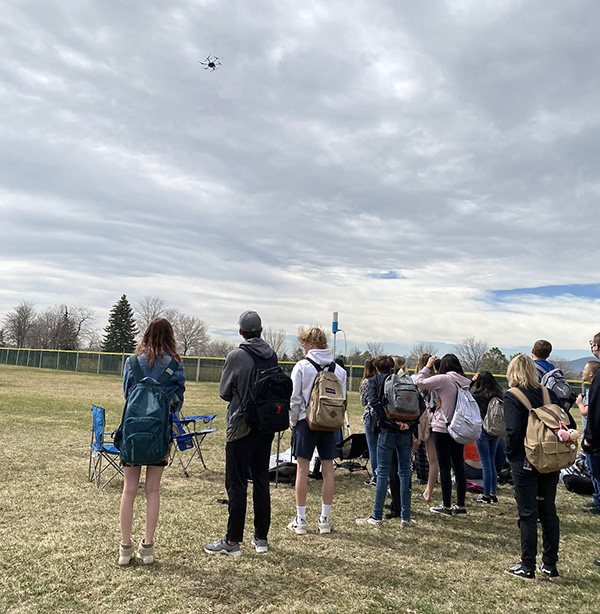 LHS students watch drone demonstration