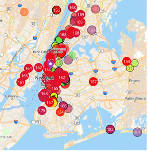 Map of smoke data for New York City