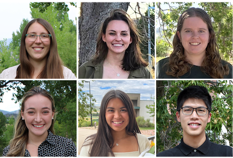 Collage of 6 portraits of graduate student award winners.